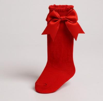 NT61-2224-R  Red Knee Length "Bow" Socks  (0-18 months)