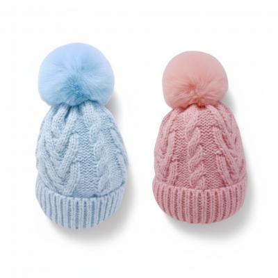 PK6231PS  Knitted Pom Pom Hat  ( 0-6 months)