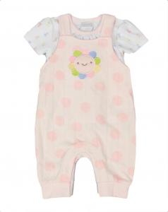 PSE13318  Pointelle Dungaree Set "Flower"  (0-6 months)