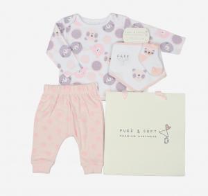 PSE13332  Bear 5 Piece Gift Set with Bag  (0-6 months)