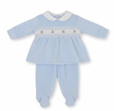 PX0273S  Smocked Teddy Velour Outfit  (Newborn - 6 months )