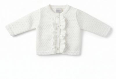 PX0863W-A   Luella White Frill Cardigan  (NB-6 months)