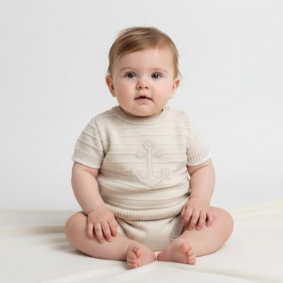 PX0869N-A   Natural Anchor Pants Suit  (0-9 months)