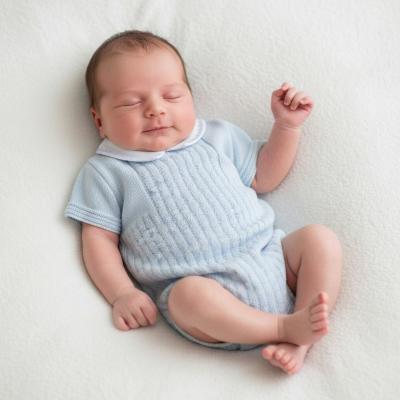PX0874-B   Sky Blue Leon Romper  (Newborn -6 months)