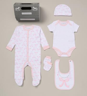 RBD06874  Bow 5 Piece Layette & Complimentary Bag (NB - 6m)
