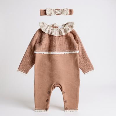 RBE07710P  Knitted  Floral Romper Set  (0-12 months)