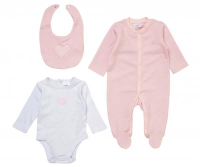 RBE07817SN  Heart Textured Layette Set  (Newborn ONLY) SINGLE