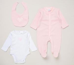 RBE07817SN  Heart Textured Layette Set  (Newborn ONLY) SINGLE
