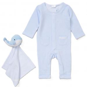 RBF09017  Whale Waffle Romper & Comforter  (0-12 months)