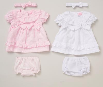 RBF09178B  Broderie Anglaise Dress Set with Bows  (9-24 months)