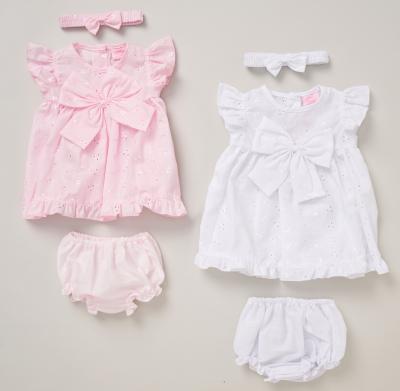 RBF09242B  Broderie Anglaise Bow Dress Set  (9-24 months)