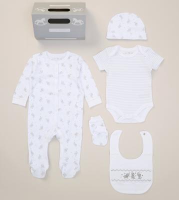 RBF09898  Elephant  5 Piece Layette Set  (Nb-6 months)