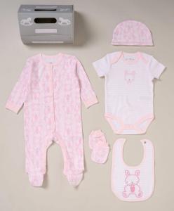RBG11780  Bunny 5 Piece Layette Set  (Nb-6 months)