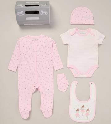 RBG12008   Ballet 5 Piece Layette Set  (Nb-6 months)