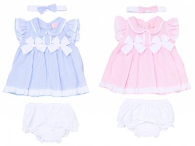 RBH12800-A  Double Bows Dress Set  (0-9 months)