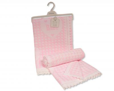 SB110-414p  Pink "Baby and Hearts" Shawl 