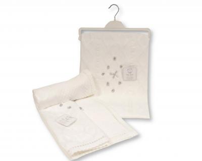 SB110-421W  White/Silver "Rosebud and Bow" Shawl 