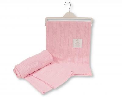 SB110-423P  Pink Cable Knit Shawl 