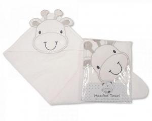 SB120-001W  "Giraffe " Hooded Towel White/Grey 