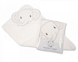SB120-002w "Elephant" Hooded Towel White/Grey