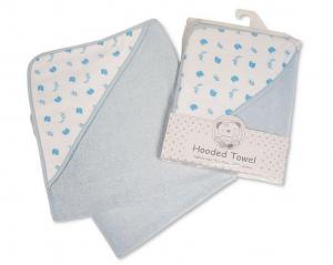 SB120-101 "Elephant" Hooded Towels Sky/White