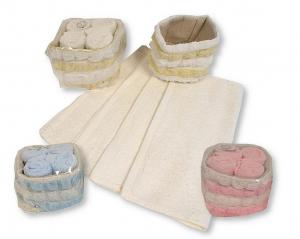 SB25-1278 4 Pack Cotton Wash Cloths In Basket (Choose Colour)