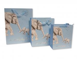 SB25-1287S  Elephant Sky Blue Gift Bag  (choose size)