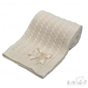 STABP16-C  Deluxe Cream Cable Knit Wrap with Bow 