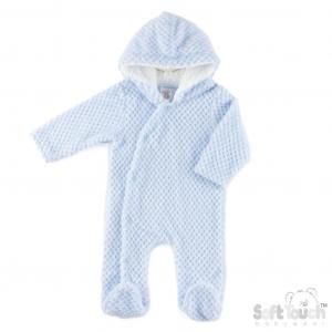 STAL110-B  Blue Waffle All In One with Hood  (3-9 months)