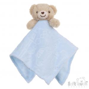STBC305-B  Blue Bear  Comforter with embossed cars 