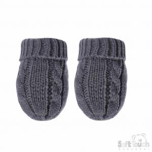 STBM12-SB-SM  Steel Blue Cable Mittens  (NB-12 months)