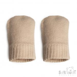 STBM704-C-Bi  Brushed Cotton Mittens Biscuit (NB-12 months)