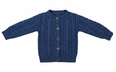 STCD16SB  Steel Cable Cardigan with Wooden Buttons  (0-12m)