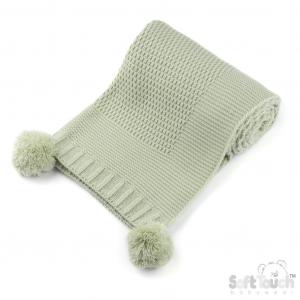 STEABP712-BMI  Mint Elegance Ribbed Wrap with Pom  Poms 