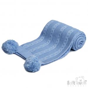 STEABP800-B  Sky Zero Cable Knit Wrap with Pom Poms 