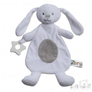 STEBC62-Wh  White Eco Bunny Teething Ring Comforter 