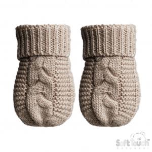 STEBM800-Bi  Biscuit "Zero" Cable Mittens  (NB-12 months)
