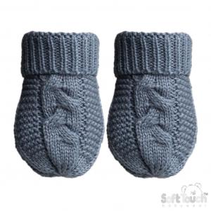 STEBM800-DB  Dusky Blue "Zero" Cable Mittens  (NB-12 months)