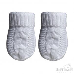 STEBM800-W  White "Zero" Cable Mittens  (NB-12 months)