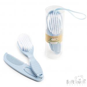 STEP606-Bl  Blue Deluxe Wheat Fibre Brush & Comb set 