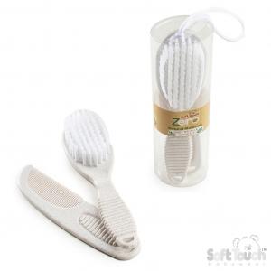 STEP606-IV  Ivory Deluxe Wheat Fibre Brush & Comb set 