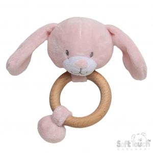 STERT62-P  Pink Eco Bunny Ring Rattle 