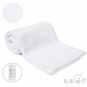 STFBP05-W  White Embossed Fleece Baby Wrap  (Bulk Pack)