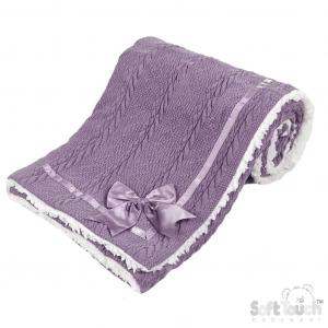 STFBP202-PUR  Purple Knit Wrap with Satin Bow and Sherpa 