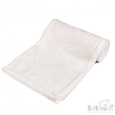 STFBP305-W  White "Animals" Embossed Rolled Wrap 