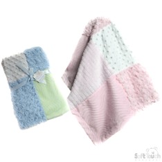 STFBP64  Patchwork coral fleece wrap 