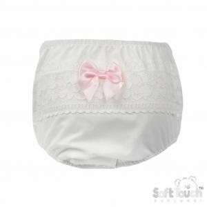STFP30-P   Pink Floral Lace Frilly Pants  (0-18 months)