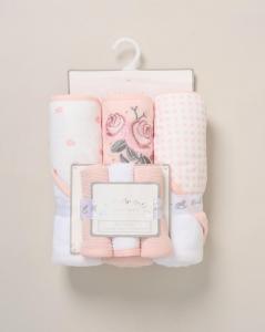 STG10955  Hooded Towel and Wash Cloth Set "Roses" 