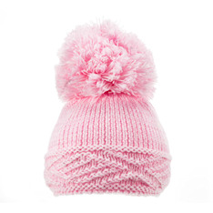STH468-P-SM  Pink Diamond Pom Pom Hats  (Newborn-12 months)