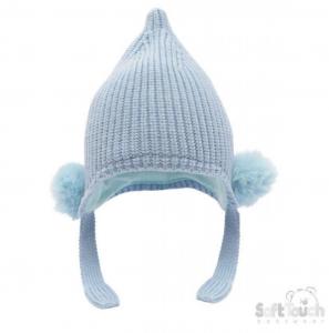 STH642-B-SM   Chenille Hat with Poms  ( Newborn -12 months)